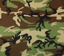 WOODLAND RIPSTOP 100% COTTON CAMOUFLAGE MILITARY BDU CAMO FABRIC BY YARD 66"W