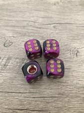 Purple Black Gold Dice 4X Tire Wheel Valve Stem Caps Bicycle Bike Car Truck Auto