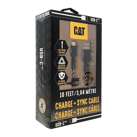 10Ft Black Reinforced Cat-USB-USB-C Cable for Durability-image