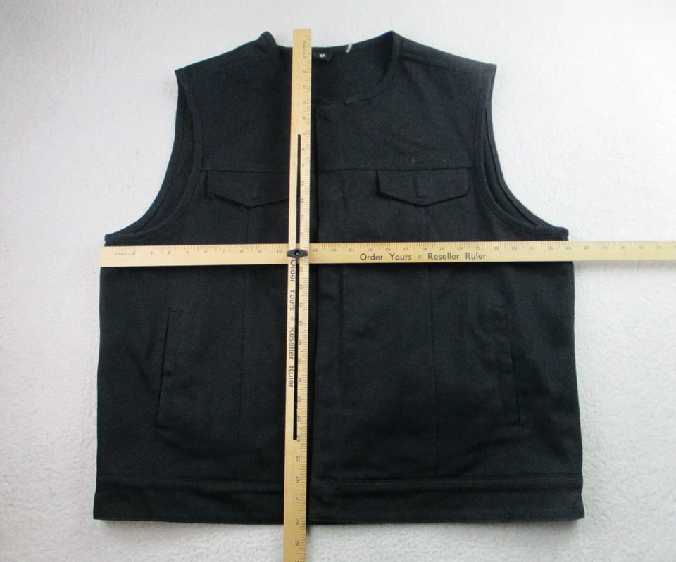 First Mfg Co No Limit Twill Vest Mens 3X Black Rough Neck Raw Denim Ride *READ* - Image 4 of 4