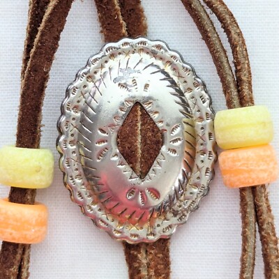 Vintage Southwestern Concho Keychain Leather Fringe Southwest Key