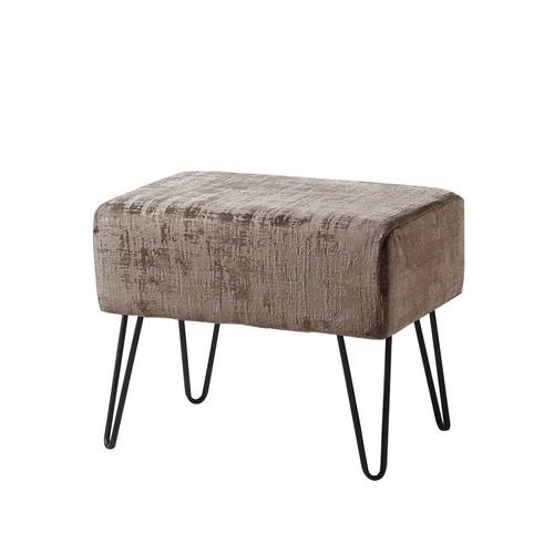 Plush Textured Velvet Ottoman Footstool Metal Legs Accent for Modern Living Room - Picture 235 of 244