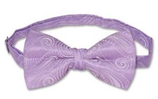 COVONA Men's BOW Tie Solid LAVENDER Color PAISLEY Mens BOWTIE for Tux or Suit