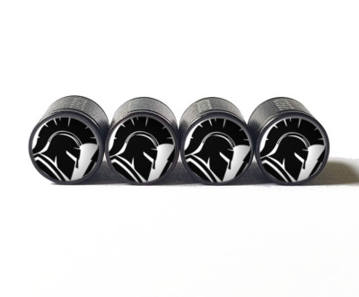 Spartan Helmet Tire Valve Caps - Black Aluminum - Set of Four - Fits all Autos