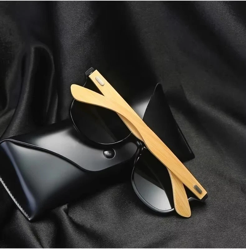 Gafas de sol cuadradas de madera de bambú para hombre y mujeres, gafas exterior - Image 3 of 4