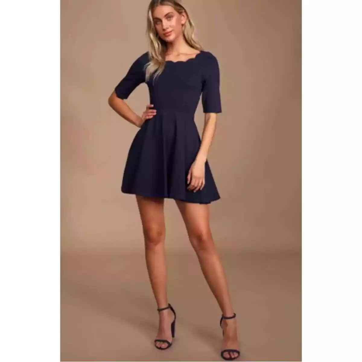 Scalloped clearance skater dress
