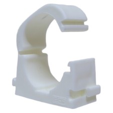 10 x Hinged Clips for 20mm Conduit or Pipe White Plastic Clamp
