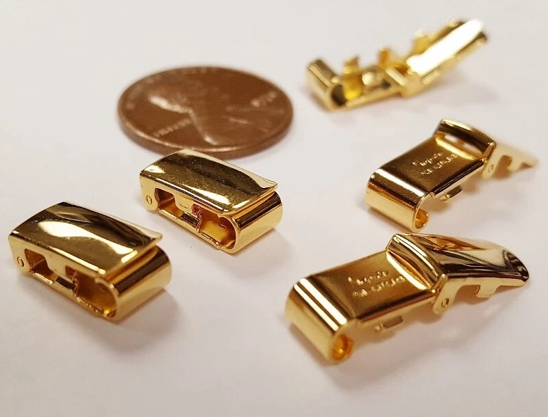 12 broches vintage napier placa de oro latón rectangular plegables (cerrado prensado) 222 Foto 2 de 3