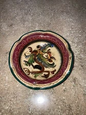 CERAMIC 6 REST DECORATIVE ASHTRAY ITALIAN HAND PAINTED BIRD 4 3/4” POTTERY ITALY