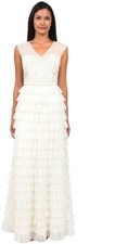 NWT SUE WONG Destination Wedding Dress Illusion Yoke tiered gown formal social 4