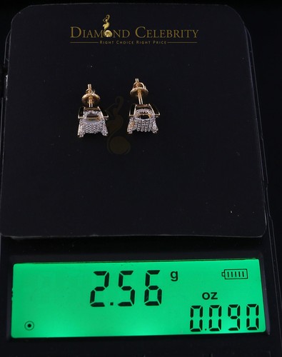 10K Real Yellow Gold Men's/Women's Real Diamond 0.25CT Stud Micro Earring - Picture 12 of 12