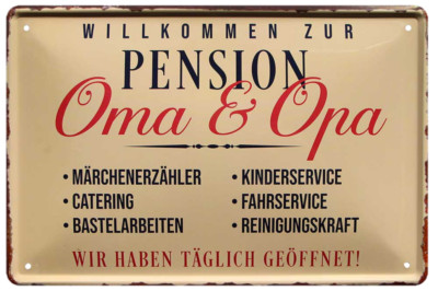  ''Pension Oma & Opa'' 20x30cm Blechschild