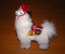 Peruvian Decorative Stuffed Alpaca LLAMA Toy Figure REAL Soft White Fur 4.5"