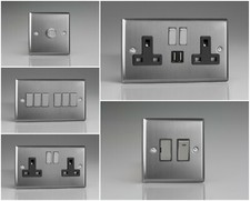 Varilight Classic Brushed Steel Range - Black Inserts & Brushed Steel Switches