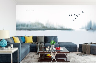 3D Forest Lake Bird K2327 Wallpaper Mural Self-adhesive Removable Sticker Kay