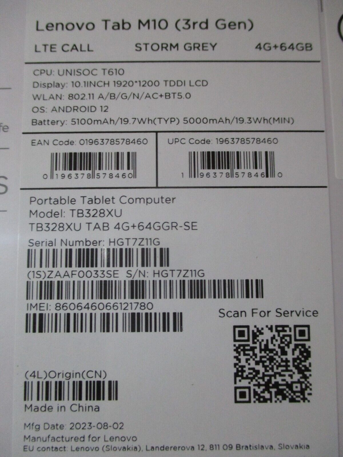 Lenovo Tab M10 10,1 Zoll 64GB 4GB Ram ZAAF0033SE Grau 1920x1200 Tablet LTE-