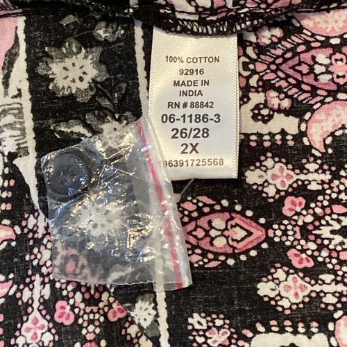 Only Necessities Baumwolle Blumenmuster Kaftan Muumu Haus/Terrassenkleid 2X rosa 297F - Bild 8 von 9