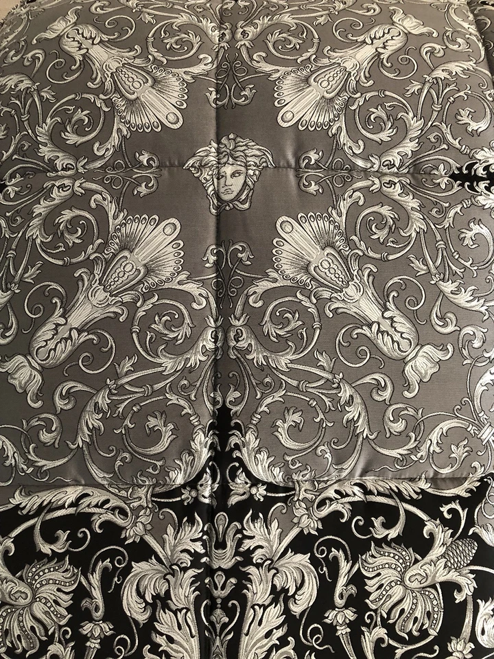 VERSACE King Size Black And Silver Baroque Comforter Silk and Velvet - Image 3 of 4