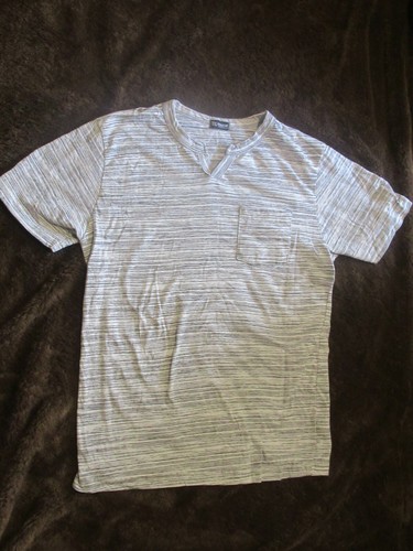 ST Revolution Men's Shirt Short Sleeve White Black Gray Striped Size M - Picture 2 of 7