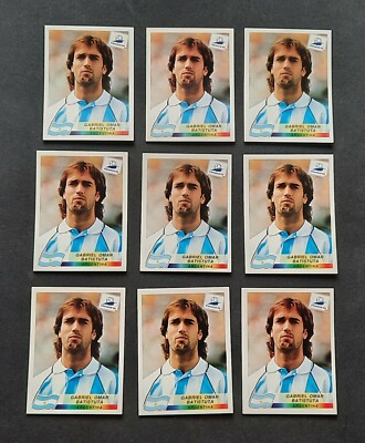9x🔥Gabriel BATISTUTA LOT ARGENTINA RARE #514 WC WORLD CUP FRANCE