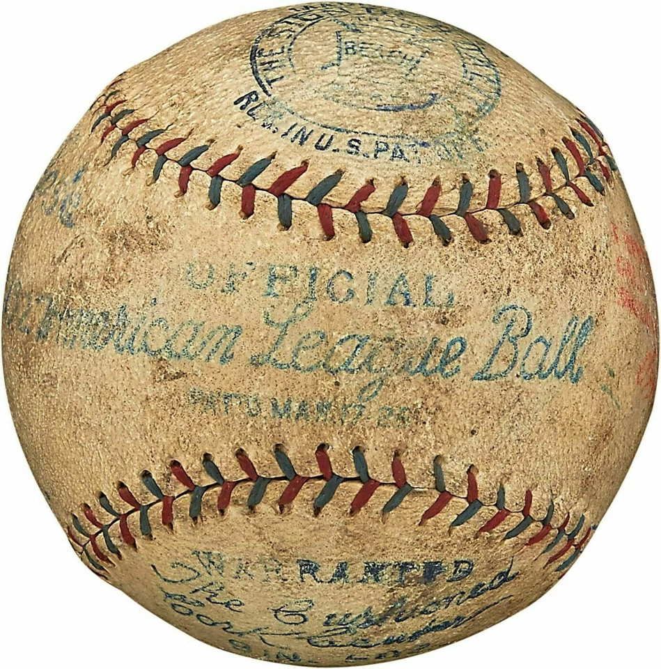 Stunning Babe Ruth & Lou Gehrig 1927 Signed American League Baseball PSA DNA COA - Image 3 of 4