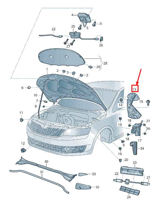 Charnière avant gauche neuve pour Skoda Rapid NH 60U823301 d'origine