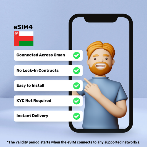 eSIM Oman - 1 GB - 7 Days - Travel eSIM | QR code activation - 第 2/3 張圖片