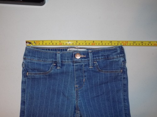 ABERCROMBIE KIDS Girls Medium Wash Pinstriped Jeggings sz 7-8 Jeans Elastic - Picture 4 of 9