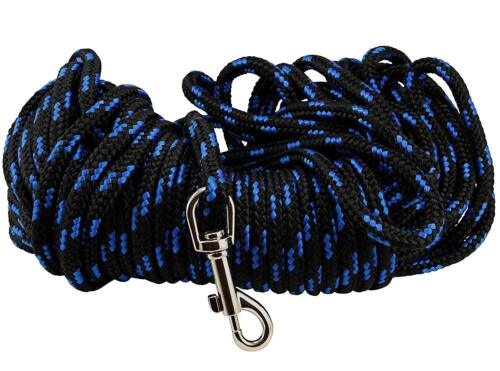 Braided Nylon Rope Track Dog Leash Black/Blue 15/30/45/60Ft 3/8" Lead Medium - Picture 3 of 3