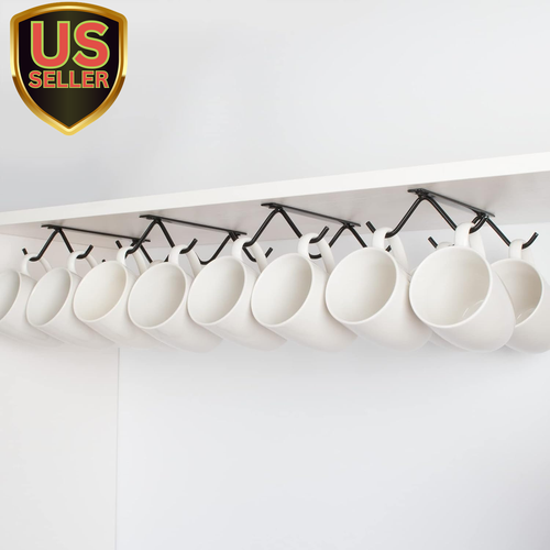 Cabinet Hook Mug Holder - Hanging Coffee Cup Rack for Kitchen, under Cabinets Me