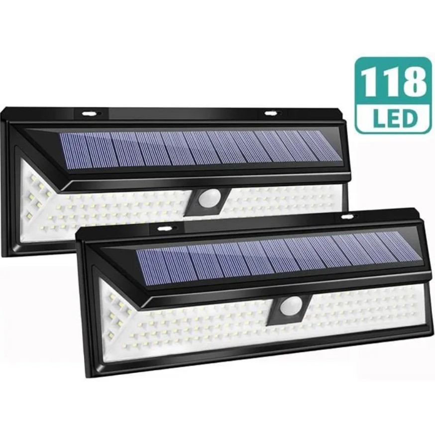Sécurisez vos allées sombres avec le lot de 2 lampes solaires 118 LED à détection