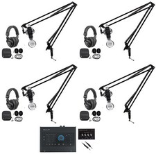 4-Person Podcast Podcasting Recording Kit w/Presonus Quantum ES4 Interface Booms