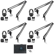 4-Person Podcast Podcasting Recording Kit w/Presonus Quantum ES4 Interface+Booms