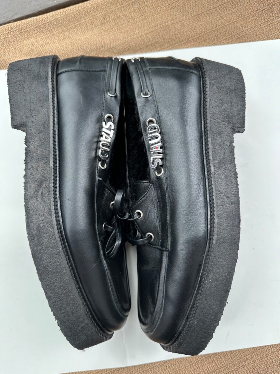 STAUD BLACK LEATHER SHEARLING CHUNKY LOAFERS 10” | eBay display picture 1