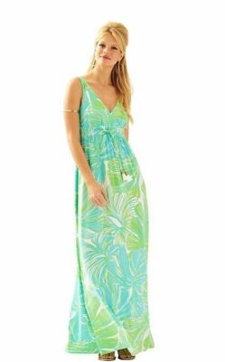 Clearance Sale! Lilly Pulitzer ISLA V NECK MAXI SHIFT DRESS $198 Size XS/M