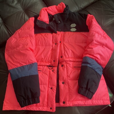 OFF-WHITE Main Label Virgil Abloh Neon Pink Puffer Down Quilted Jacket sz XL 995