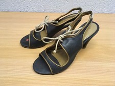 J SHOES WOMEN'S LEATHER SHOES SANDALS SIZE 5 38 BLACK TAN NEW