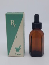 Vintage Brockway Amber Glass Medicine Dropper Bottle Pharmacy Antique