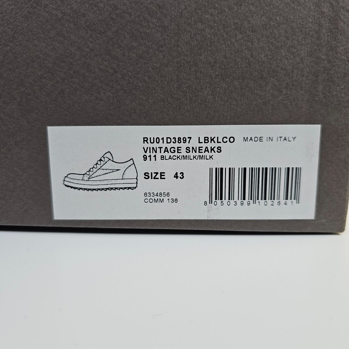 RICK OWENS Vintage Black/Milk Nubuck/Grained Leather RICK OWENS Vintage Black/Milk Nubuck/Grained Leather