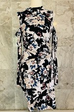 GUESS Pale Purple Floral Cold Shoulder Twist Mini Dress S