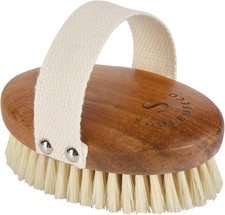 Body Brush Solid Acacia Wood Boar Bristles Bath Brush for Skin Exfoliation,Lymph