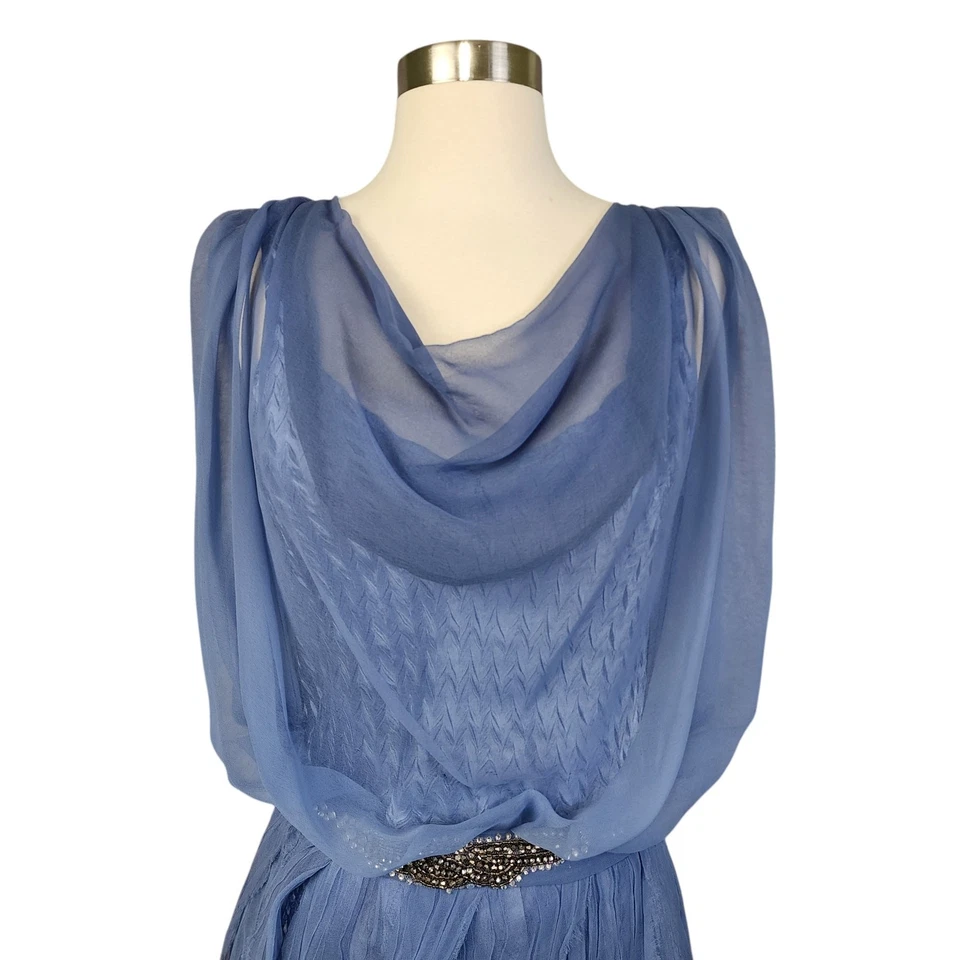 Vestido negro by Komarov para mujer blusa de gasa transparente ombre talla pequeña azul Foto 4 de 4