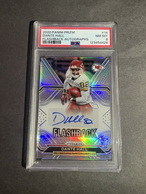 2020 Panini Prizm Flashback Autographs Dante Hall /60 PSA 8