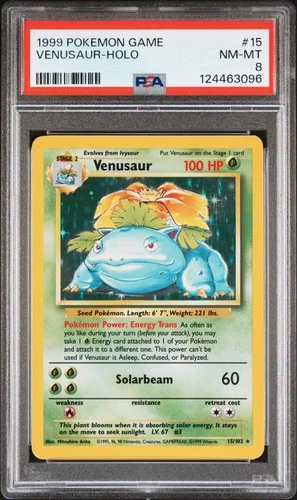 1999 POKEMON GAME #15 VENUSAUR-HOLO PSA 8