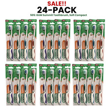 SALE 24-PACK Sunstar GUM 505 Summit Toothbrush Soft Bristles, Compact Head