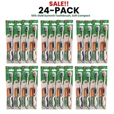 SALE! 24-PACK! Sunstar GUM 505 Summit Toothbrush Soft Bristles, Compact Head