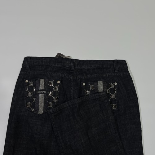 Vintage Y2K Bebe Dark Wash Black Flare Low Rise Jeans Womens Size 31 (34x35) USA - Image 1