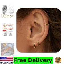 1 Pair 6mm Small Hoop Earrings for Women, Dainty 14K Gold Plated Huggie Hoop ...