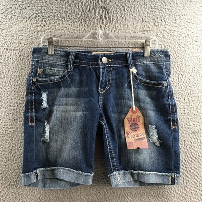 WallFlowers Bermuda Short Womens 9 Blue Denim Low Rise Zip Fly 5 Pockets NEW