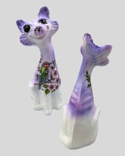 Fenton Gift Shop Kim Barley OOAK Painted Iridized Milk Glass Fenton Alley Cat